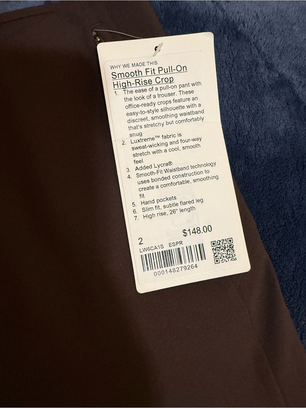 lululemon dark brown high-rise pull-on crop pants